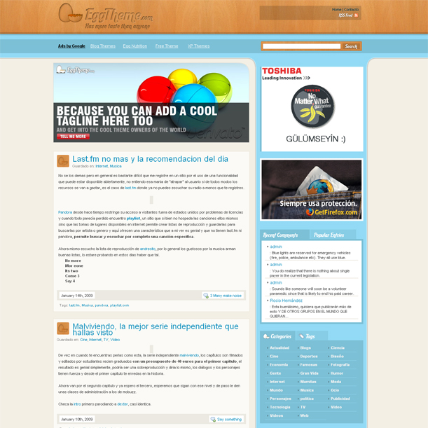 Egg Theme Personal Corporate Blog Premium Wordpress Theme