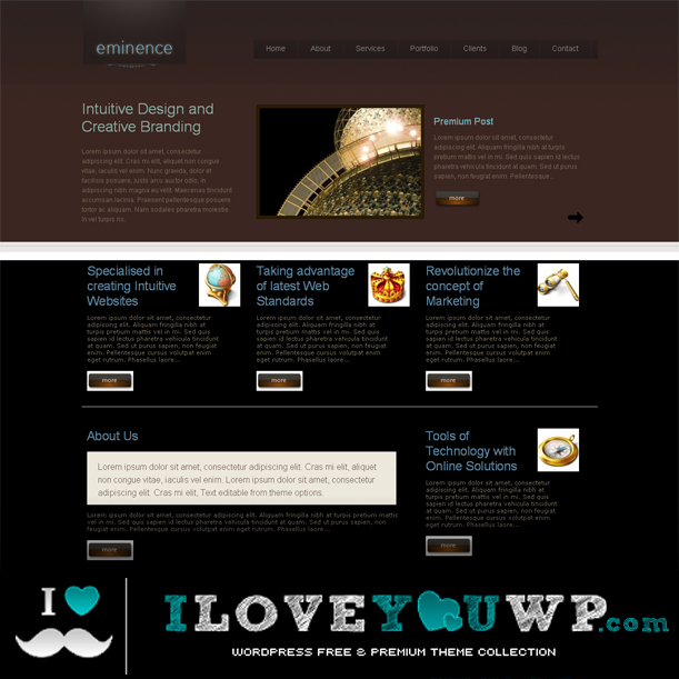 Eminence Dark Brown Color Portfolio Premium Wordpress Theme