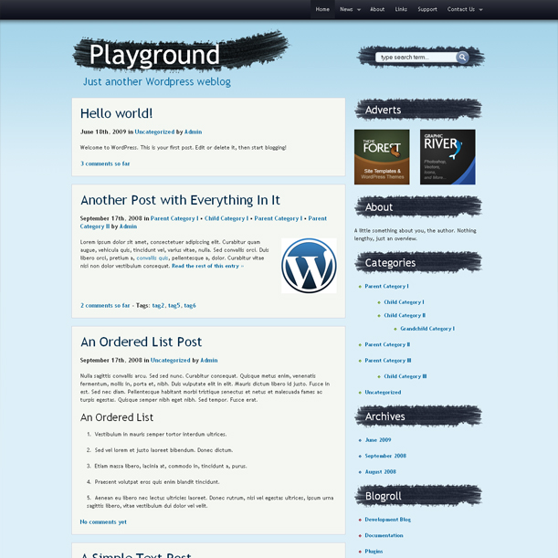Playground Blue Color Premium Wordpress Theme