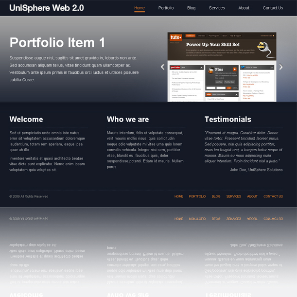 Unisphere Web 2.0 Online Portfolio Premium Wordpress Theme