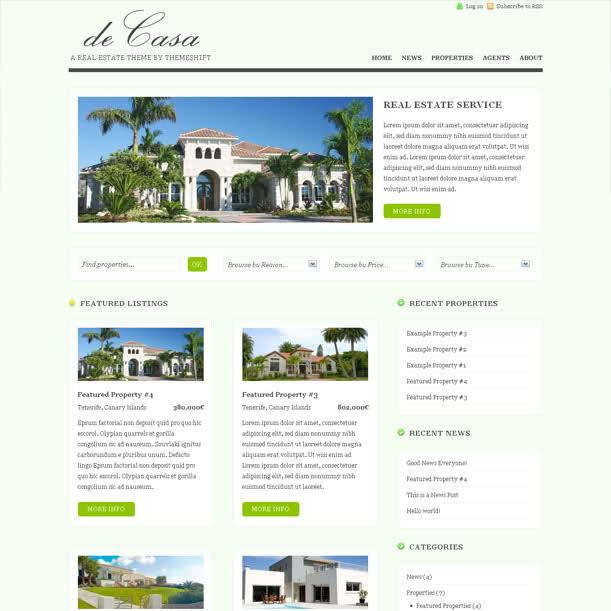 ThemeShift deCasa Real Estate Premium Wordpress Theme