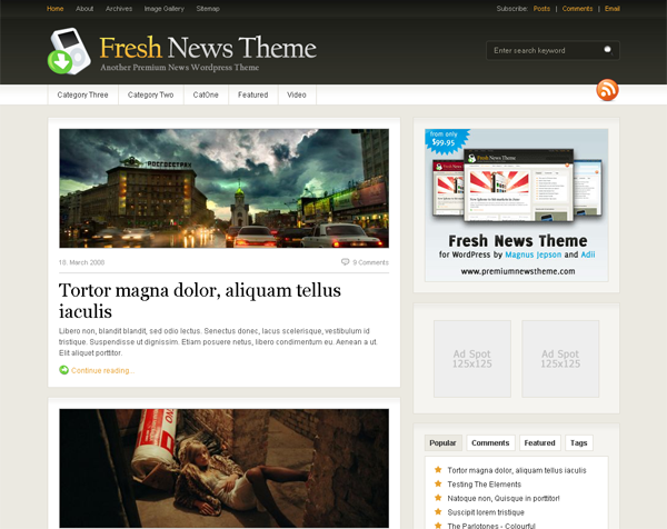 Fresh News Wordpress Theme